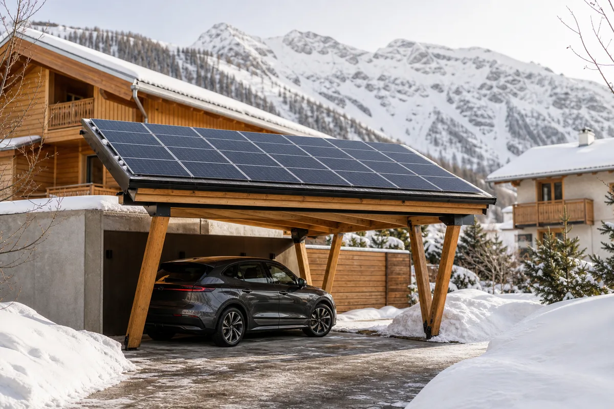 Carport solaire à Le Monêtier-les-Bains